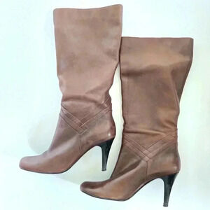 NORDSTROM Star Ling "NIGIRI" Leather Brown Knee High Women's boots Sz 7.5
